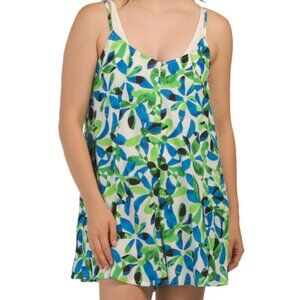 Sanctuary Jigsaw Petals Short Romper Cover-Up With Pockets — Print— Size L